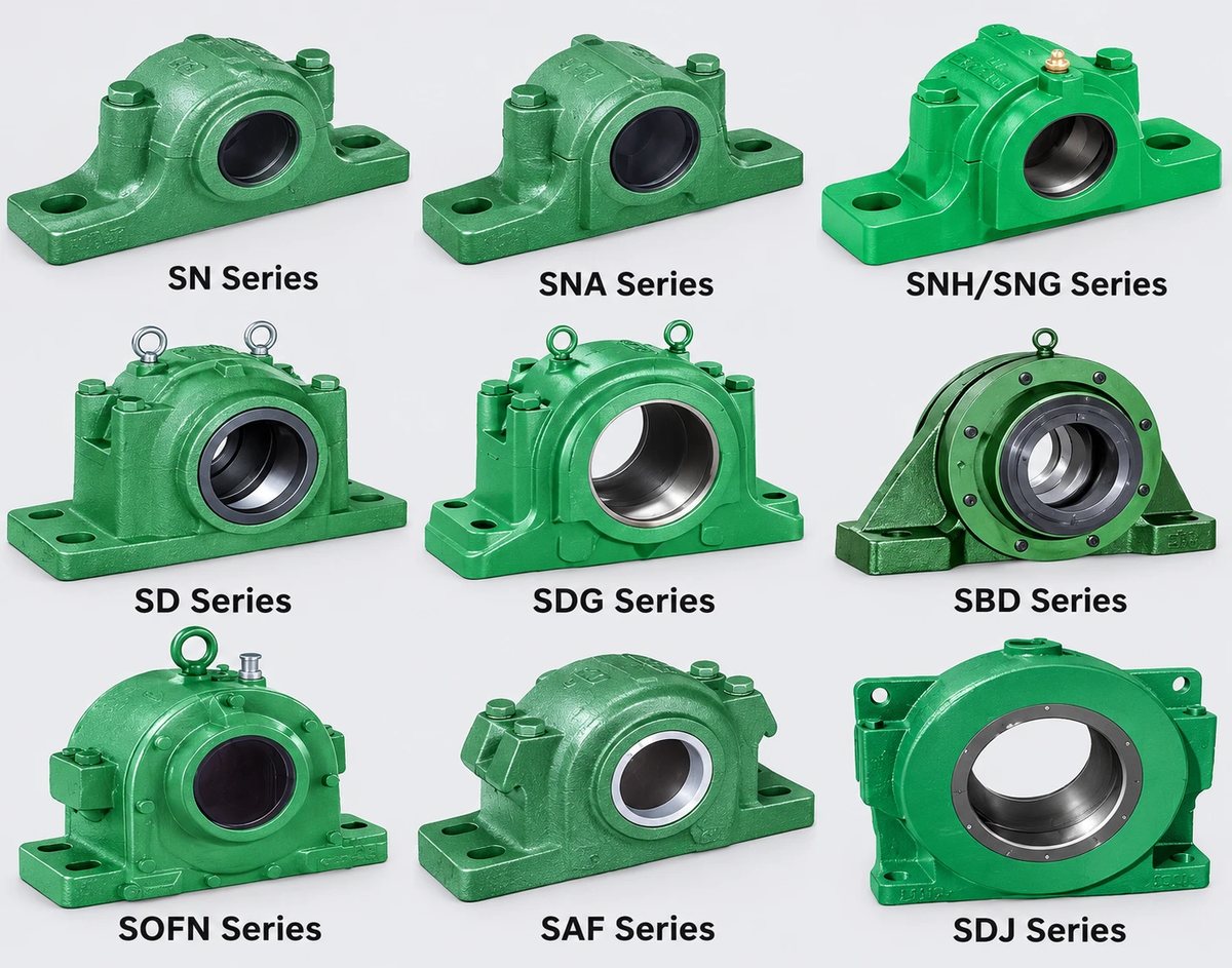 MBM bearing housing series: SN, SNA, SNH/SNG, SD, SDG, SBD, SOFN, SAF and SDJ